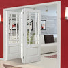 Three Folding Doors & Frame Kit - Downham 3+0 - Bevelled Clear Glass - White Primed