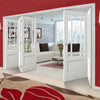 Five Folding Doors & Frame Kit - Downham 3+2 - Bevelled Clear Glass - White Primed