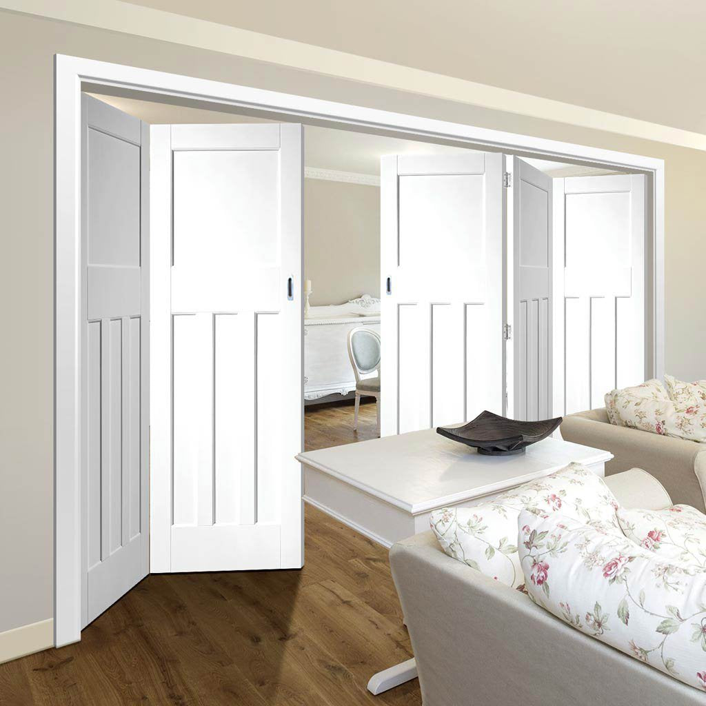 Five Folding Doors & Frame Kit - DX30's 3+2 Folding Panel Door - White Primed