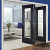 Three Folding Doors & Frame Kit - Eindhoven Black Primed 3+0 - Clear Glass - Unfinished