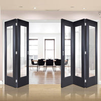 Five Folding Doors & Frame Kit - Eindhoven Black Primed 3+2 - Clear Glass - Unfinished