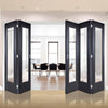 Five Folding Doors & Frame Kit - Eindhoven Black Primed 3+2 - Clear Glass - Unfinished