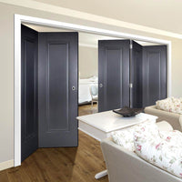 Five Folding Doors & Frame Kit - Eindhoven 1 Panel Black Primed 3+2 - Unfinished
