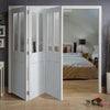 Three Folding Doors & Frame Kit - Malton Shaker 3+0 - Clear Glass - White Primed