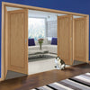 Five Folding Doors & Frame Kit - 1 Panel Inlay Flush Oak 3+2 - Prefinished