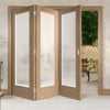 Three Folding Doors & Frame Kit - Pattern 10 Oak Shaker 3+0 - Obscure Glass - Prefinished