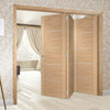 Three Folding Doors & Frame Kit - Portici Oak Flush 3+0 - Aluminium Inlay - Prefinished