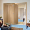 Three Folding Doors & Frame Kit - Salerno Oak Flush 3+0 - Prefinished