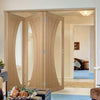 Three Folding Doors & Frame Kit - Salerno Oak 3+0 - Clear Glass - Prefinished