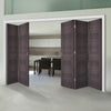 Five Folding Doors & Frame Kit - Vancouver Flush Ash Grey 3+2 - Prefinished