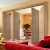 Five Folding Doors & Frame Kit - Vancouver 5 Panel Effect Flush Oak 3+2 - Prefinished
