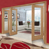 Five Folding Doors & Frame Kit - Vancouver 1 Pane Oak 3+2 - Clear Glass - Prefinished