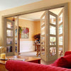 Five Folding Doors & Frame Kit - Vancouver 4 Pane Oak 3+2 - Clear Glass - Prefinished