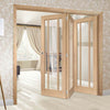 Three Folding Doors & Frame Kit - Worcester Oak 3 Pane 3+0 - Clear Glass - Prefinished
