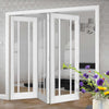 Three Folding Doors & Frame Kit - Worcester 3 Pane 3+0 - Clear Glass - White Primed