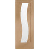 Florence Oak Door Pair - Clear Glass - Stepped Panel Design - Prefinished