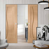 Florence Oak Flush Absolute Evokit Double Pocket Door - Stepped Panel Design - Prefinished