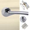 Florida Status Bathroom Lever on Round Rose - Satin Chrome - Polished Chrome Handle Pack