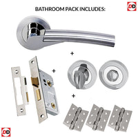 Florida Status Bathroom Lever on Round Rose - Satin Chrome - Polished Chrome Handle Pack