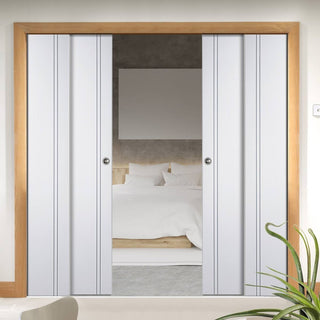 Image: Sierra Blanco Staffetta Quad Telescopic Pocket Doors - White Painted