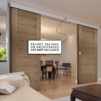 Double Sliding Door & Wall Track - Sofia Walnut Veneer Doors - Prefinished