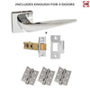 Four Pack Foglia Forme Designer Lever on Minimal Square Rose - Polished Chrome Handle