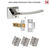 Four Pack Olimpia Forme Designer Lever on Minimal Square Rose - Polished Chrome Handle
