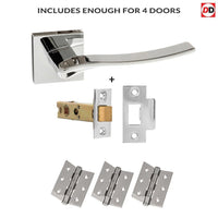 Four Pack Olimpia Forme Designer Lever on Minimal Square Rose - Polished Chrome Handle