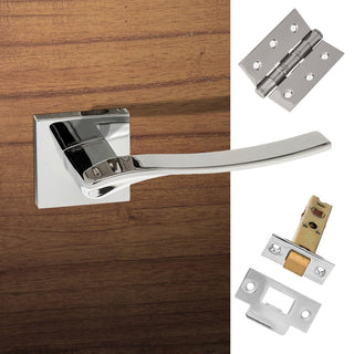 Image: Olimpia Forme Designer Lever on Minimal Square Rose - Polished Chrome Handle Pack