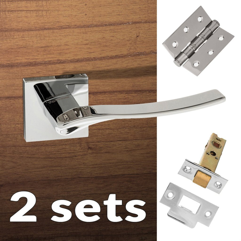 Two Pack Olimpia Forme Designer Lever on Minimal Square Rose - Polished Chrome Handle