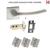 Four Pack Olimpia Forme Designer Lever on Minimal Square Rose - Satin Chrome Handle