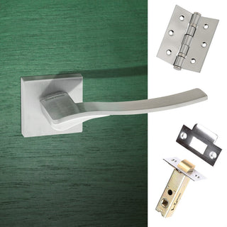 Image: Olimpia Forme Designer Lever on Minimal Square Rose - Satin Chrome Handle Pack