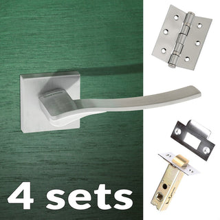 Image: Four Pack Olimpia Forme Designer Lever on Minimal Square Rose - Satin Chrome Handle