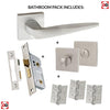 Foglia Forme Designer Bathroom Lever on Minimal Square Rose - Satin Chrome Handle Pack