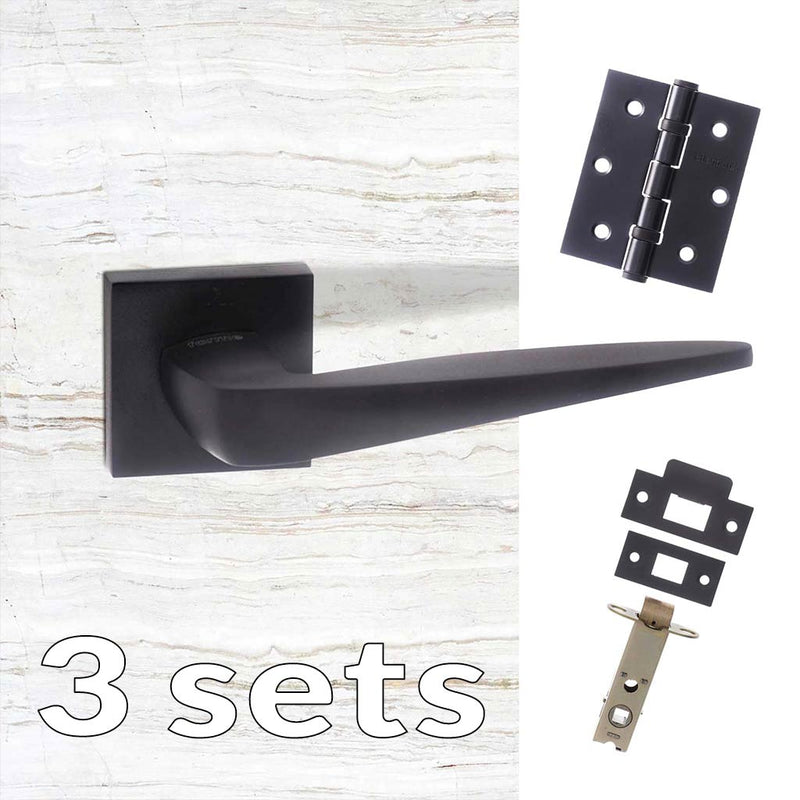 Three Pack Forme Foglia Designer Lever on Minimal Square Rose - Matt Black