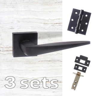 Image: Three Pack Forme Foglia Designer Lever on Minimal Square Rose - Matt Black