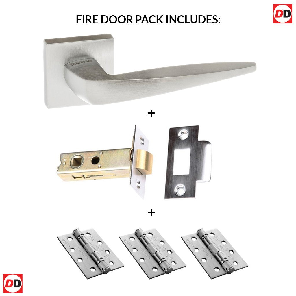 Foglia Forme Designer Fire Lever on Minimal Square Rose - Satin Chrome Handle Pack