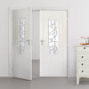 Contemporary Lightly Grained Internal PVC Door Pair - Forfar Abstract Clear Glass