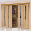 Bespoke Thruslide Forli Oak Glazed 4 Door Wardrobe and Frame Kit - Aluminium Inlay - Prefinished