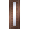 Single Sliding Door & Wall Track - Forli Walnut Flush Door - Clear Glass - Aluminium Inlay - Prefinished