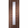 Bespoke Forli Walnut Glazed Double Frameless Pocket Door Detail - Aluminium Inlay - Prefinished