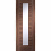Bespoke Forli Walnut Glazed Single Frameless Pocket Door Detail - Aluminium Inlay - Prefinished