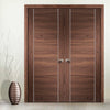 Bespoke Forli Walnut Flush Door Pair - Aluminium Inlay - Prefinished