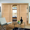 Four Sliding Doors and Frame Kit - Forli Oak Flush Door - Aluminium Inlay - Prefinished