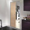 Bespoke Forli Oak Flush Single Frameless Pocket Door - Aluminium Inlay - Prefinished