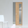 Forli Oak Flush Absolute Evokit Pocket Door - Inlay & Clear Glass - Prefinished