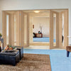 Bespoke Thrufold Forli Oak Glazed Folding 3+2 Door - Aluminium Inlay - Prefinished