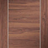 Bespoke Forli Walnut Flush Single Frameless Pocket Door Detail - Aluminium Inlay - Prefinished