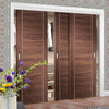 Bespoke Thruslide Forli Walnut Flush 3 Door Wardrobe and Frame Kit - Aluminium Inlay - Prefinished