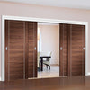 Bespoke Thruslide Forli Walnut Flush - 4 Sliding Doors and Frame Kit - Aluminium Inlay - Prefinished